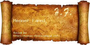 Hesner Fanni névjegykártya